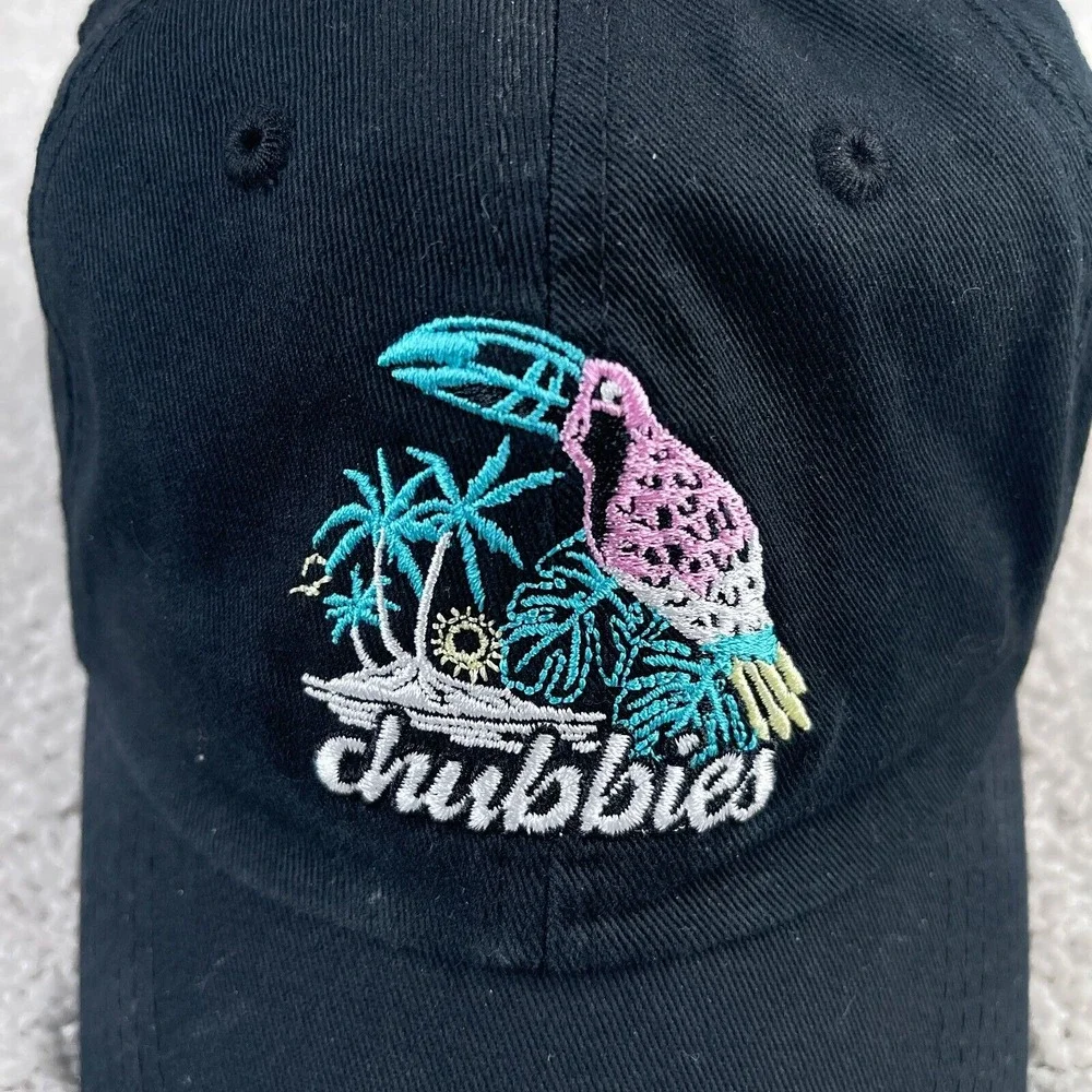 Chubbies Hat Cap Mens‎ Strapback Black Toucan Beach Tropical Embroidered Logo
